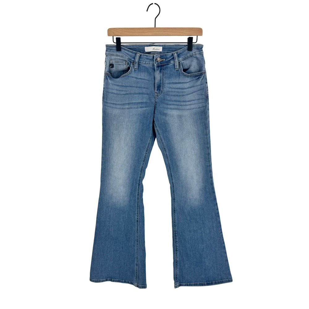 KanCan‎ Tuscaloosa Mid Rise Flare Jeans Light Wash Stretch Blue Denim Size 7/27